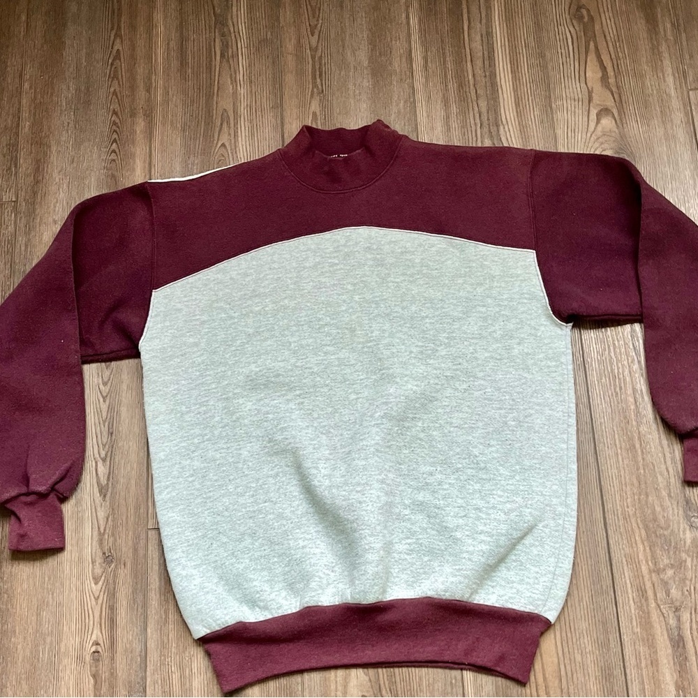 Jansport Men's Maroon and Light Gray Crewneck Sweater
